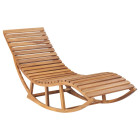 Transat chaise longue bain de soleil lit de jardin terrasse meuble d'extérieur à bascule bois de teck solide helloshop26 02_0012965