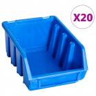 Bacs empilables de stockage 20 pcs bleu plastique