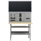 Établi 120 cm avec 3 panneaux muraux et 1 armoire garage table de travail gris noir