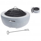 Bol à feu avec grille de barbecue gris clair 60x25 cm