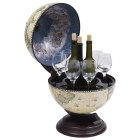Support de vin globe de dessus de table bois d'eucalyptus vert