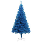 Sapin de Noël artificiel avec support Bleu 210 cm PVC