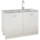 Evier de cuisine à double lavabo argenté 1200x600x155 mm inox