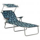 Chaise longue avec auvent acier motif de feuilles