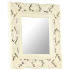 Miroir sculpté à la main blanc 50x50 cm bois de manguier massif