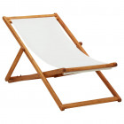 Chaise pliable de plage bois d'eucalyptus et tissu - Couleur au choix