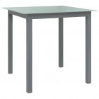 Table de jardin gris clair 80x80x74 cm aluminium et verre