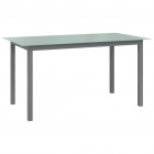 Table de jardin gris clair 150x90x74 cm aluminium et verre