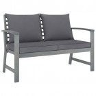 Banc de jardin 120cm et coussin gris foncé bois solide d'acacia