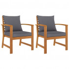 Chaises de jardin 2 pcs avec coussin gris foncé bois d'acacia