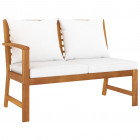 Banc de jardin 114,5 cm avec coussin bois solide d'acacia - Couleur au choix