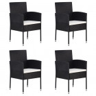 Chaises de jardin 4 pcs résine tressée noir