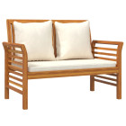 Banc de jardin meuble de patio d'extérieur terrasse canapé avec coussins blanc crème 120 x 60 x 81 cm bois d'acacia solide 