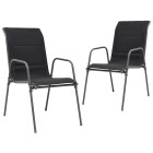 Chaises empilables de jardin 2 pcs acier et textilène noir