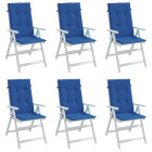 Coussins de chaise de jardin à dossier haut lot de 6 bleu royal