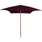 Parasol d'extérieur avec mât en bois 200 x 300 cm rouge bordeaux helloshop26 02_0008260