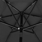 Parasol à 3 niveaux avec mât en aluminium anthracite 2,5 m