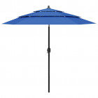 Parasol à 3 niveaux avec mât en aluminium bleu azuré 2,5 m