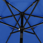 Parasol à 3 niveaux avec mât en aluminium bleu azuré 2,5 m