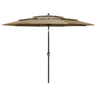 Parasol à 3 niveaux avec mât en aluminium 3 m taupe helloshop26 02_0008771