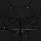 Parasol à 3 niveaux avec mât en aluminium noir 3,5 m