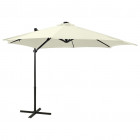  Parasol déporté avec mât et lumières LED Sable 300 cm