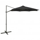  Parasol déporté avec mât et lumières LED Noir 300 cm