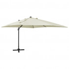  Parasol déporté avec mât et lumières LED Sable 300 cm