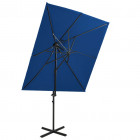 Parasol déporté à double toit bleu azuré 250x250 cm