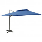 Parasol déporté à double toit 300x300 cm bleu azuré