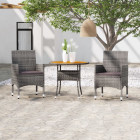 Mobilier à dîner de jardin 3 pcs résine tressée gris