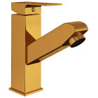 Robinet de lavabo rétractable de salle de bain mitigeur de lavabo mitigeur de salle de bain finition maison intérieur finition 17,2 cm dorée