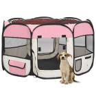 Parc pliable pour chien avec sac de transport rose 110x110x58cm