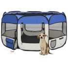 Parc pliable pour chien avec sac de transport bleu 125x125x61cm