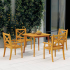 Ensemble de salle à manger de jardin 5 pcs bois d'acacia solide