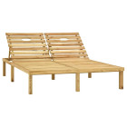 Transat chaise longue bain de soleil lit de jardin terrasse meuble d'extérieur double bois de pin imprégné de vert helloshop26 02_0012743