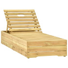 Transat chaise longue bain de soleil lit de jardin terrasse meuble d'extérieur bois de pin imprégné de vert helloshop26 02_0012711