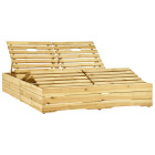 Transat chaise longue bain de soleil lit de jardin terrasse meuble d'extérieur double bois de pin imprégné de vert helloshop26 02_0012744