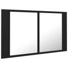 Armoire à miroir de salle de bain led 80 x 12 x 45 cm acrylique noir helloshop26 02_0006733