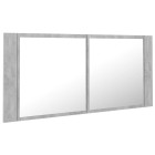 Armoire de salle de bain à miroir led 100 x 12 x 45 cm acrylique gris helloshop26 02_0006610