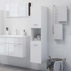 Armoire de salle de bain blanc brillant 30x30x130 cm aggloméré