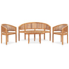 Salon de jardin 4 pcs en forme de banane bois de teck solide