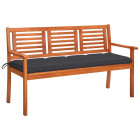 Banc de jardin 3 places avec coussin 150 cm bois d'eucalyptus - Couleur du coussin au choix