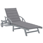 Transat chaise longue bain de soleil lit de jardin terrasse meuble d'extérieur avec coussin bois d'acacia solide helloshop26 02_0012406