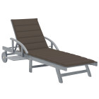 Transat chaise longue bain de soleil lit de jardin terrasse meuble d'extérieur avec coussin bois d'acacia solide helloshop26 02_0012365