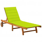 Chaise longue de jardin avec coussin bois d'acacia solide