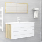 Ensemble de meubles de bain 2 pcs blanc/chêne sonoma aggloméré