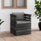 Fauteuil de jardin avec coussins bois de pin