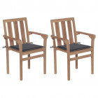Chaises de jardin bois de teck avec coussins - Couleur des coussins et nombre de chaises au choix