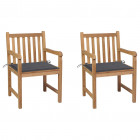 Chaises de jardin 2 pcs avec coussins anthracite bois de teck